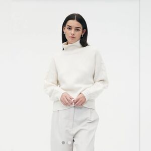 NAADAM NWT Cashmino Cable Turtleneck Sweater Cashmere Wool Size In Cream Size XS